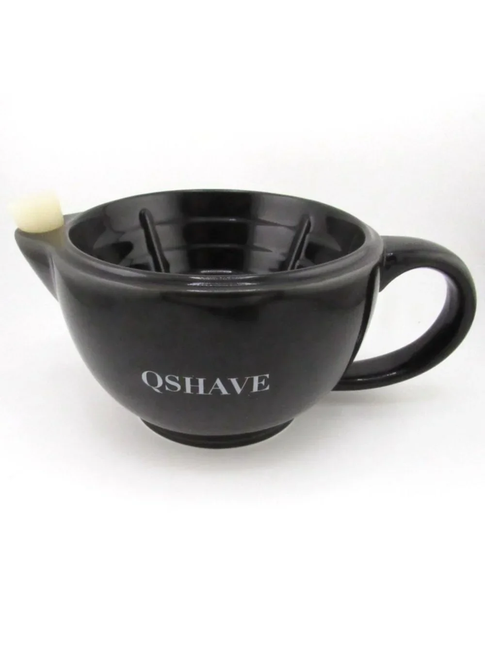 QSHAVE Cermamic Shaving Cream Warmer Scuttle Bowl, Black Men's Barber